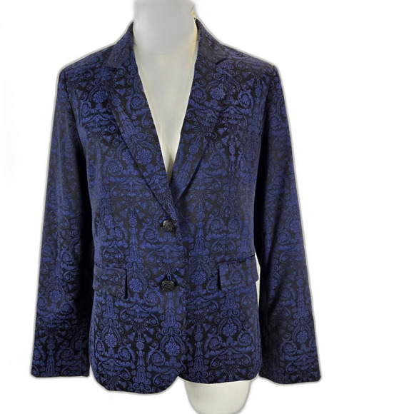 Chico's Embroidered Jacquard Blazer Sz 0 Office Siren Corpcore Preppy Glam - Picture 2 of 10
